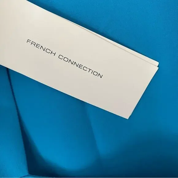 French Connection NWTs Garnet Velvet Lace Sleeve Turquoise Blue Mini Dress 4 - Picture 11 of 12